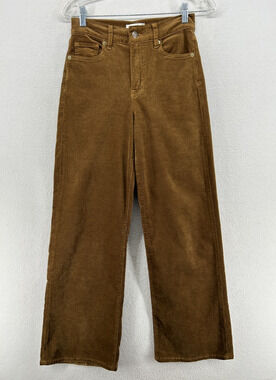 FRAME Jeans Womens 25 LE SLIM PALAZZO Corduroy Wide Leg Generous Rise Brown